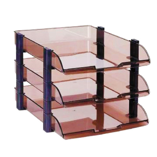 Paper Tray Usign 3tier (Pvc) Smoke & Clear - Al Masam Stationery LLC