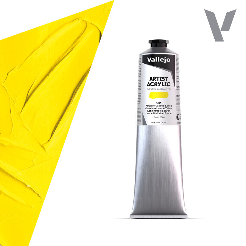 VALLEJO ACRYLIC ARTIST 501: 200 ML. CADMIUM LEMON YELLOW - Al Masam Stationery LLC