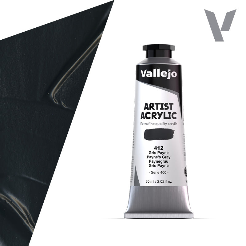 VALLEJO ACRYLIC ARTIST 412: 60 ML. PAYNE'S GREY - Al Masam Stationery LLC