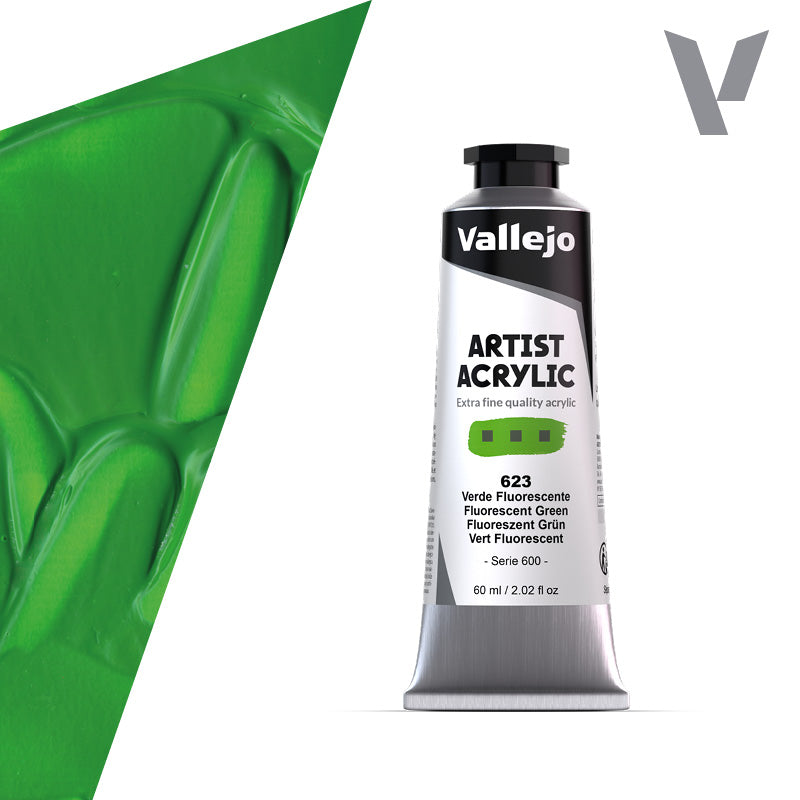 VALLEJO ACRYLIC ARTIST 623: 60 ML. FLUORESCENT GREEN - Al Masam Stationery LLC