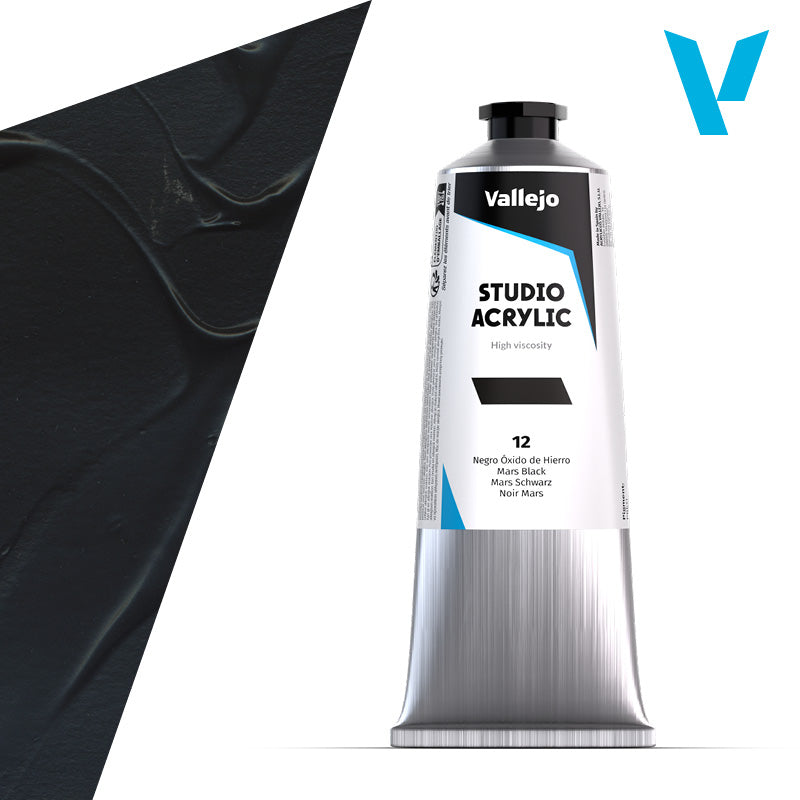 VALLEJO Acrylic Studio 12: 125 ML. Mars Black - Al Masam Stationery LLC