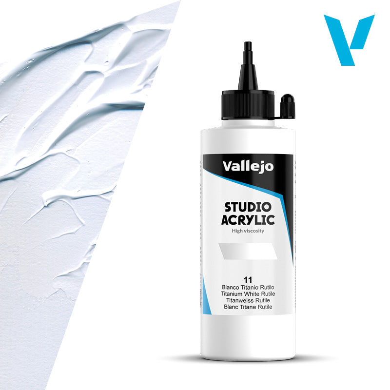 VALLEJO ACRYLIC STUDIO 11: 200 ML. TITANIUM WHITE RUTILE - Al Masam Stationery LLC
