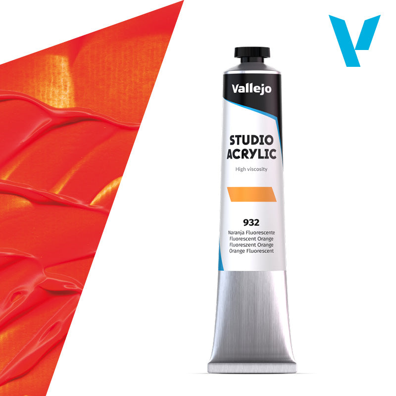 VALLEJO ACRYLIC STUDIO FLUORESCENT 32:58ML. FLUORESCENT ORANGE - Al Masam Stationery LLC