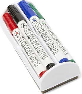Whiteboard Marker Fabercastell Set of 4 with Duster - Al Masam Stationery LLC