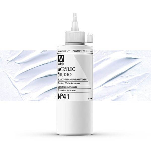 VALLEJO ACRYLIC STUDIO 41: 200 ML. TITANIUM WHITE ANATASE - Al Masam Stationery LLC