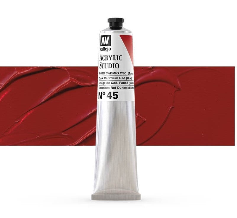 VALLEJO ACRYLIC STUDIO 45:58ML. DARK CADMIUM RED (HUE) - Al Masam Stationery LLC