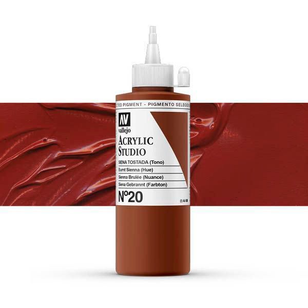 VALLEJO ACRYLIC STUDIO 20: 200 ML. BURNT SIENNA - Al Masam Stationery LLC