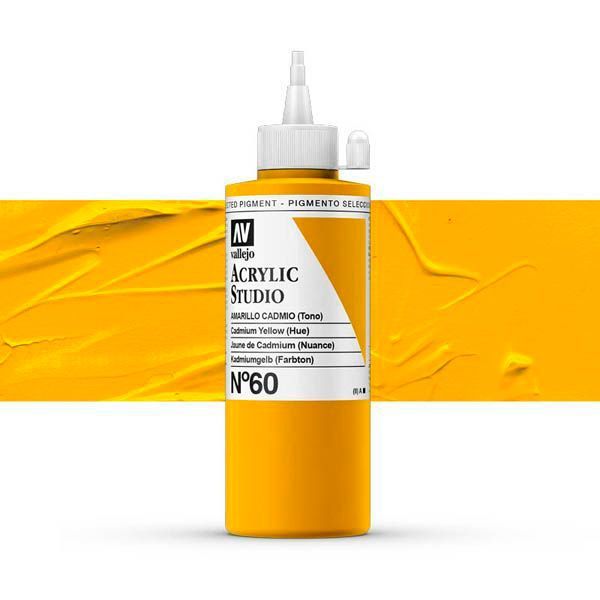 VALLEJO ACRYLIC STUDIO 60: 200 ML. CADMIUM YELLOW (HUE) - Al Masam Stationery LLC