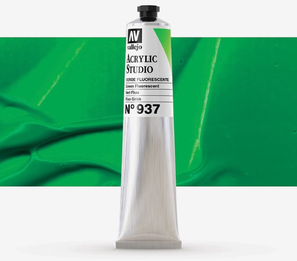 VALLEJO ACRYLIC STUDIO FLUORESCENT 37:58ML. FLUORESCENT GREEN - Al Masam Stationery LLC