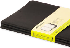 Moleskine Cashier Plain Large Size Notebook Set of 3 Pcs Black - Al Masam Stationery LLC