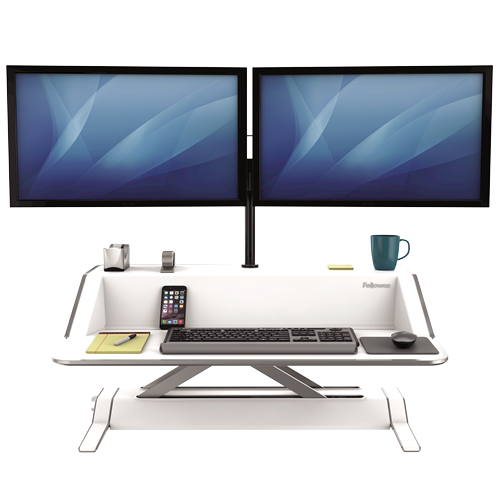 Fellowes Lotus Sit-Stand Workstation - White - Al Masam Stationery LLC