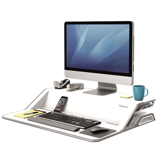 Fellowes Lotus Sit-Stand Workstation - White - Al Masam Stationery LLC