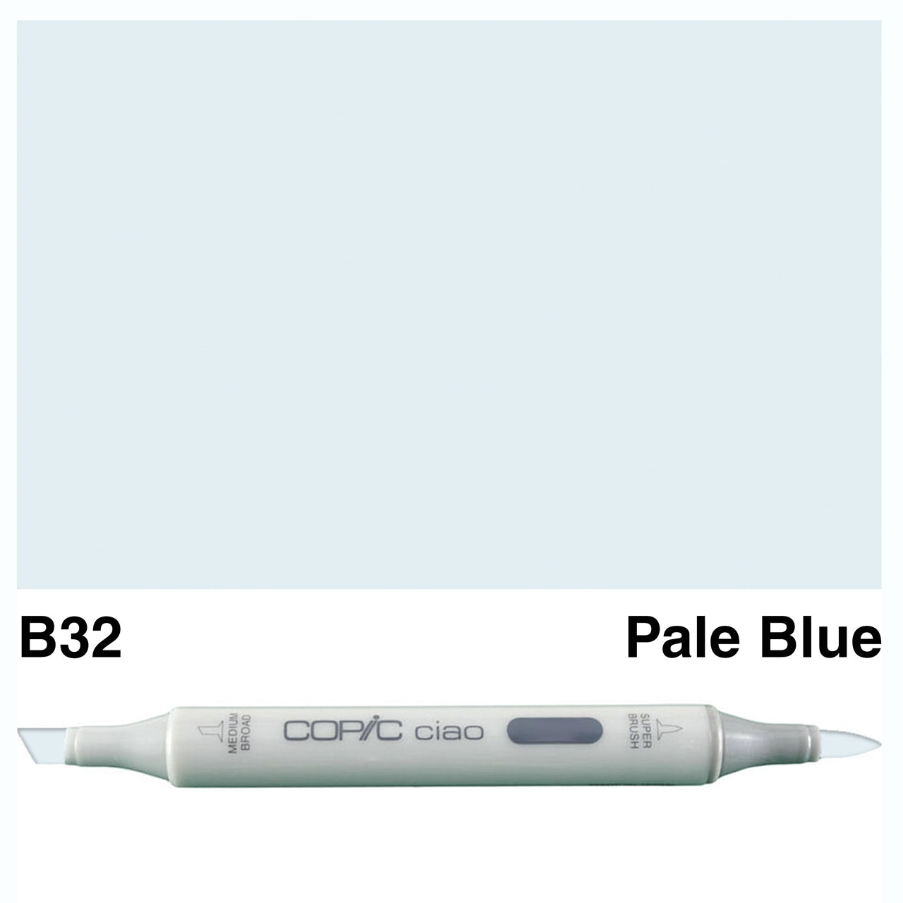 Introducing the COPIC CIAO MARKER B 32 PALE BLUE, the perfect tool for creating vibrant and precise designs. With its rich and fade-resistant color, this marker allows for smooth and effortless strokes, making it a must-have for any artist or designer. Take your work to the next level with the COPIC CIAO MARKER B 32 PALE BLUE.