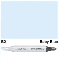 The COPIC SKETCH MARKER B 21 in BABY BLUE is the perfect addition to any artist's tool kit. With its vibrant color and high-quality ink, it allows for precise and smooth coloring. Its ergonomic design and replaceable nibs make it ideal for long term use. Enhance your artwork with this professional-grade marker.