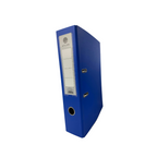 Black Atlas A4 plastic box file with an 80mm spine and blue accents, designed for organizing documents and files.