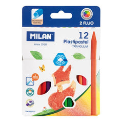 Box 12 triangular Plastipastel (contains 2 fluo colours) - Al Masam Stationery LLC