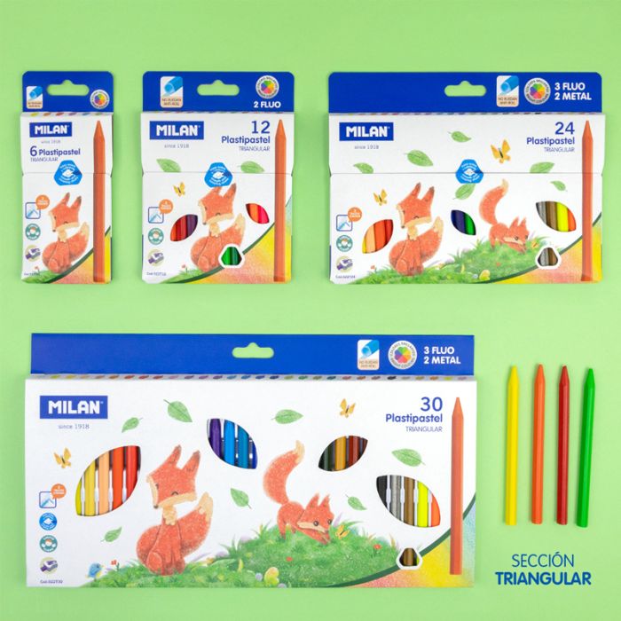Triangular Plastipastel (contains 3 fluo and 2 metal colours) - Al Masam Stationery LLC