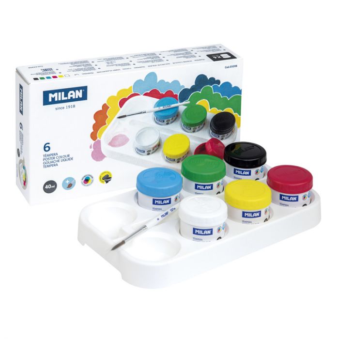 Box 6 jars 40 ml poster paint assorted colours Main image