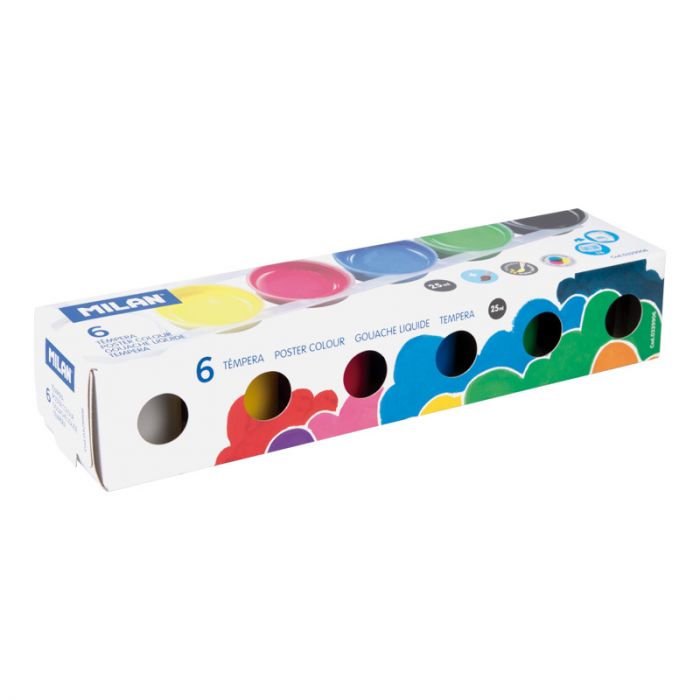 Box 6 jars 25 ml poster paint assorted colours Main image