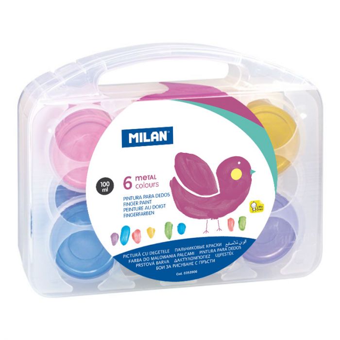Case 6 pots 100 ml finger paint, metallic colours Main image