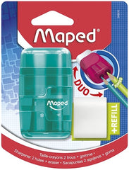 Maped Connect 2Hole Sharpner-Eraser Translucent Display of 20Pcs - Al Masam Stationery LLC