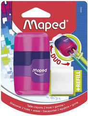 Maped Connect 2Hole Sharpner-Eraser Translucent Display of 20Pcs - Al Masam Stationery LLC