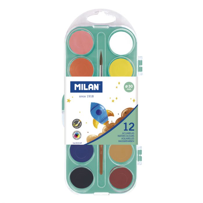 Opaque watercolour tablets 30 mm with brush - Al Masam Stationery LLC Main image