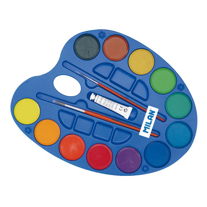 Watercolour tablet 45 mm with 2 brushes and white tube - Al Masam Stationery LLC