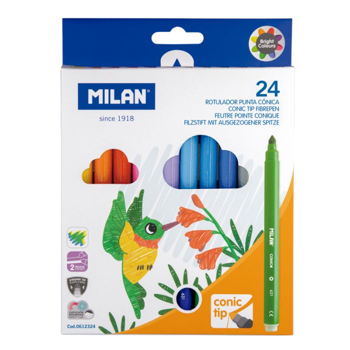 Conical tip fibrepens - (612324) - (Pack of 24) - Al Masam Stationery LLC Main image