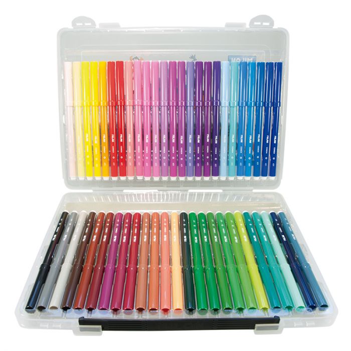 Transparent briefcase 50 conical tip fibrepens (hummingbird design) - Al Masam Stationery LLC