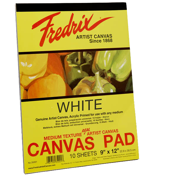 Fredrix Canvas Pads White (9x12)"- 10 Sheets - Al Masam Stationery LLC Main image