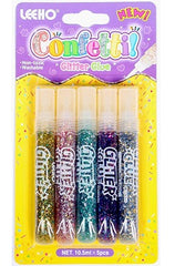 Leeho Glue 3D Glitter 10.5ml Set of 5 - Al Masam Stationery LLC