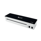 Atlas A4 2-roller laminating machine in black, designed for document lamination, with control buttons and compact design.