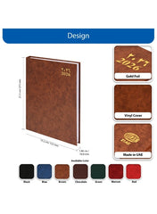 FIS Brown A5 Arabic-English Hard Cover Vinyl 2026 Diary-FSDI21AE26BR