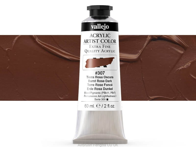 VALLEJO ACRYLIC ARTIST 307: 60 ML. BURNT ROSE DARK - Al Masam Stationery LLC