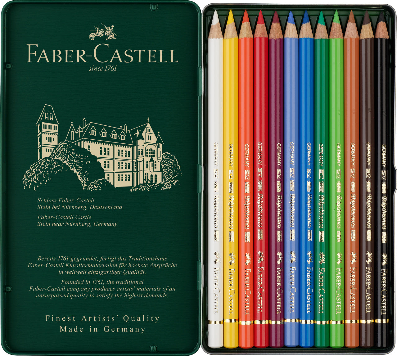 FABER-CASTELL Polychromos Artists Color Pencils - (12 Pcs) - Al Masam Stationery LLC