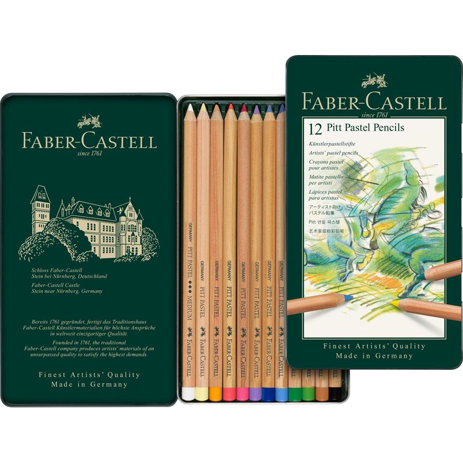 FABER-CASTELL PITT Pastel Pencils - (Tin of 12) - Al Masam Stationery LLC