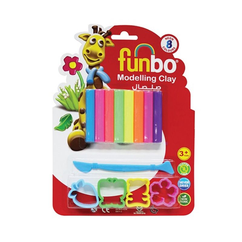 Funbo Colour Modelling Clay with 3 Mould 150g 7 Pastal Colors Set - Al Masam Stationery LLC