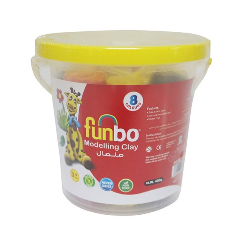 Funbo Colour Modelling Clay with 1 Dino Mould 300g 8 Colors Set - Al Masam Stationery LLC Main image