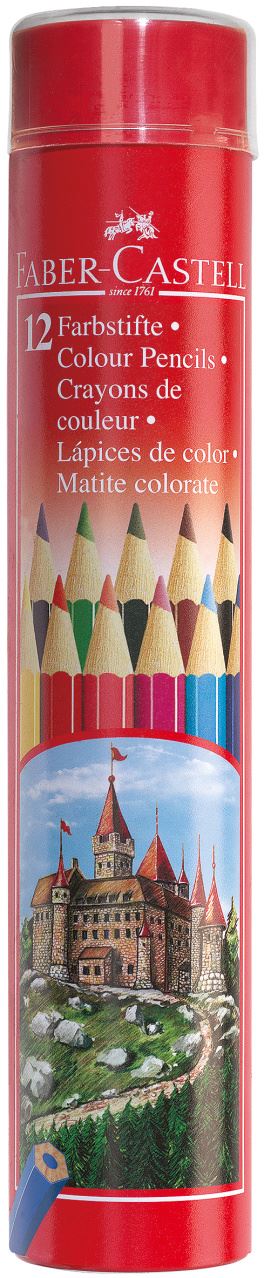 FABER-CASTELL Round Tin 12 Color Redline Col Pencil - Al Masam Stationery LLC
