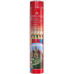 FABER-CASTELL Round Tin 12 Color Redline Col Pencil - Al Masam Stationery LLC