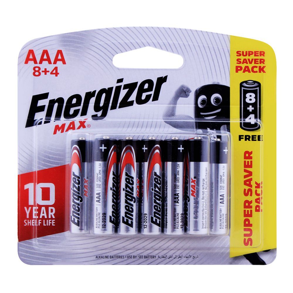 Energizer MAX AAA Batteries, 8+4 Main image