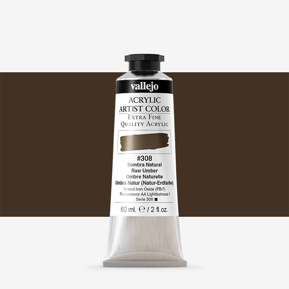 VALLEJO ACRYLIC ARTIST 308: 60 ML. RAW UMBER - Al Masam Stationery LLC