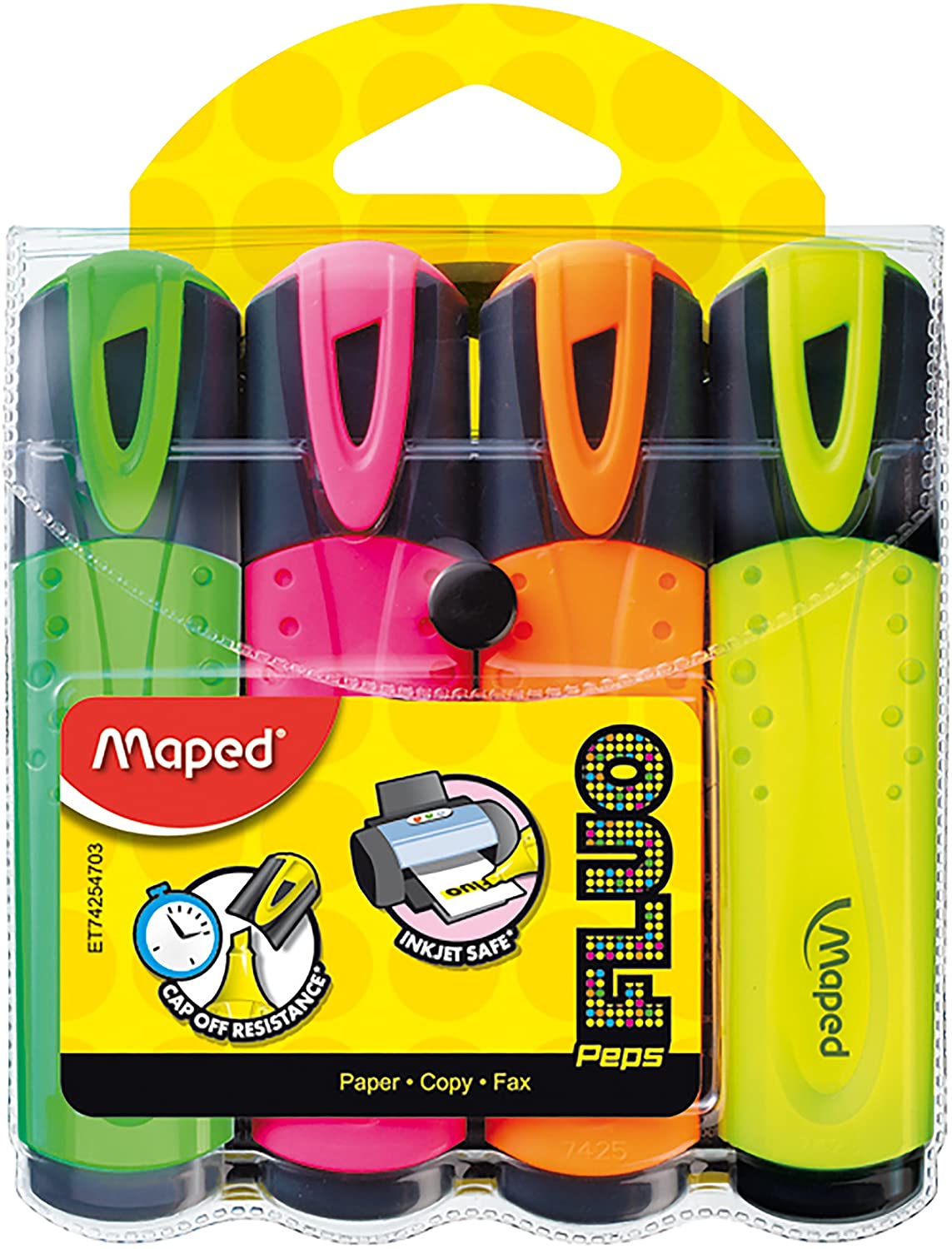 Maped Fluo Peps Highlighter Classic - (Pack of 4) - Al Masam Stationery LLC