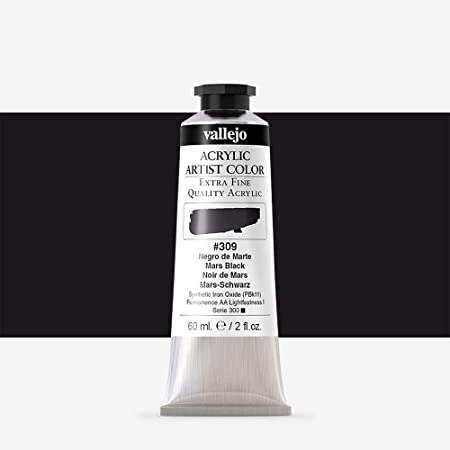 VALLEJO ACRYLIC ARTIST 309: 60 ML. MARS BLACK - Al Masam Stationery LLC