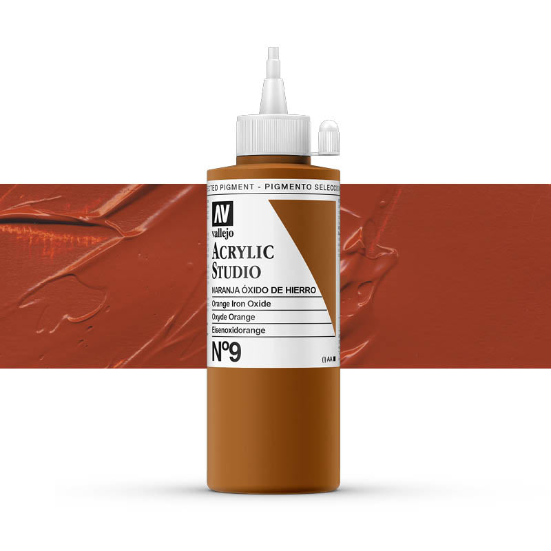 Vallejo ACRYLIC STUDIO 9: 200 ML. ORANGE IRON OXIDE - Al Masam Stationery LLC