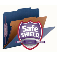 SMEAD PRESSBOARD CLASSIFICATION FILE FOLDER WITH SAFE SHIELD DIVIDER 2" DARK BLUE