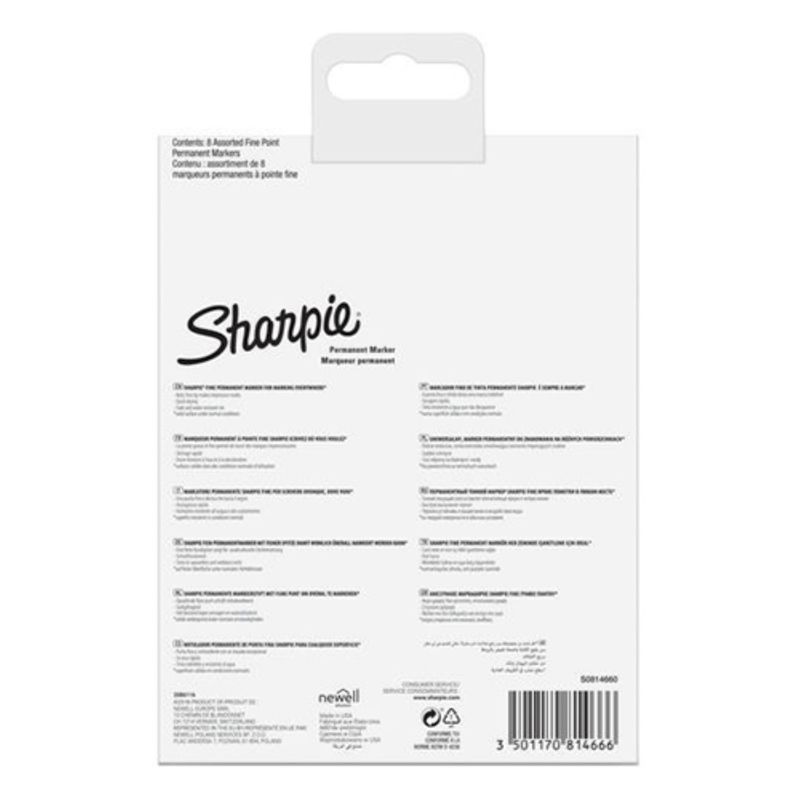 Sharpie Fine Tip Permanent Marker Assorted 8 Pieces - Al Masam Stationery LLC