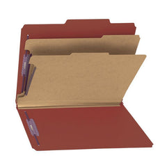 SMEAD PRESSBOARD CLASSIFICATION FILE FOLDER WITH SAFE SHIELD DIVIDERS 2" RED