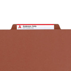 SMEAD PRESSBOARD CLASSIFICATION FILE FOLDER WITH SAFE SHIELD DIVIDERS 2" RED